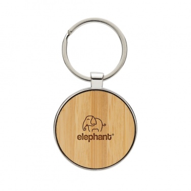 Logo trade promotional giveaways picture of: RCS recycled zinc alloy round keychain with bamboo