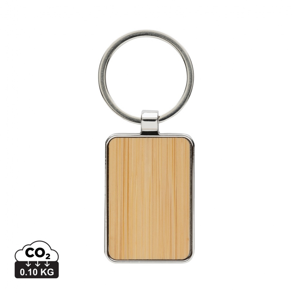 Logotrade promotional giveaway image of: RCS recycled zinc alloy rectangle keychain with bamboo
