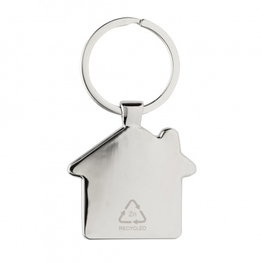 Logotrade promotional item image of: RCS recycled zinc alloy house keychain with bamboo