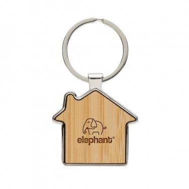 Logotrade business gift image of: RCS recycled zinc alloy house keychain with bamboo