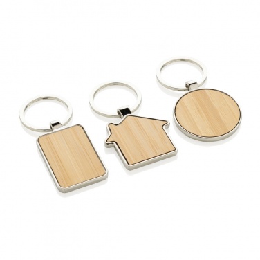 Logotrade promotional merchandise photo of: RCS recycled zinc alloy house keychain with bamboo