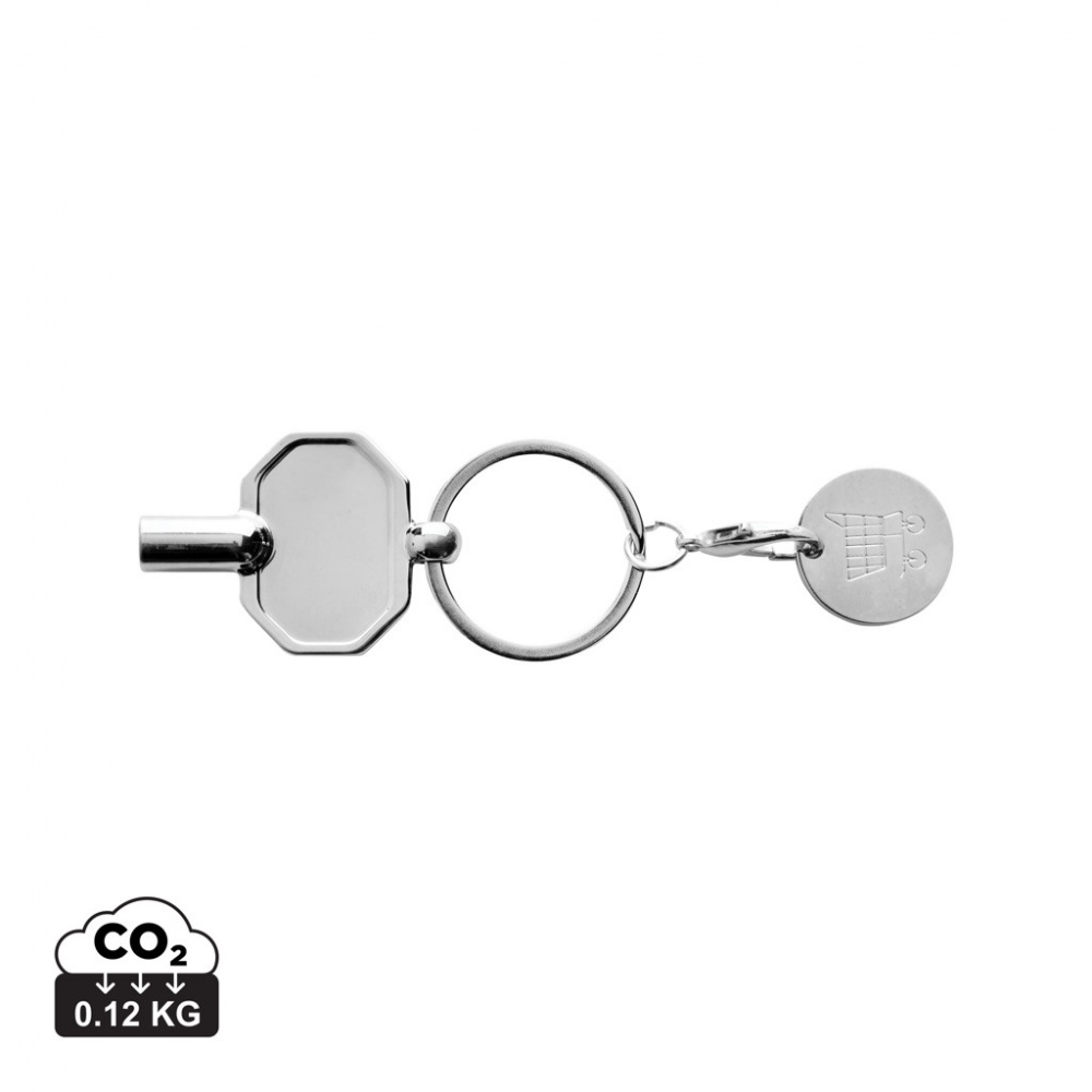 Logo trade promotional merchandise picture of: RCS recycled zinc alloy radiator key keychain with coin