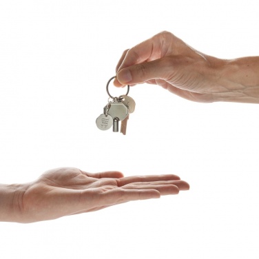 Logo trade corporate gifts picture of: RCS recycled zinc alloy radiator key keychain with coin