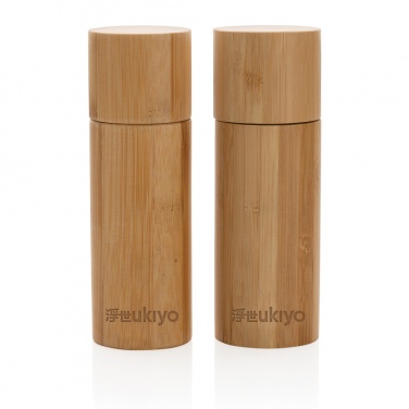 Logo trade promotional merchandise picture of: Ukiyo bamboo salt and pepper mill set