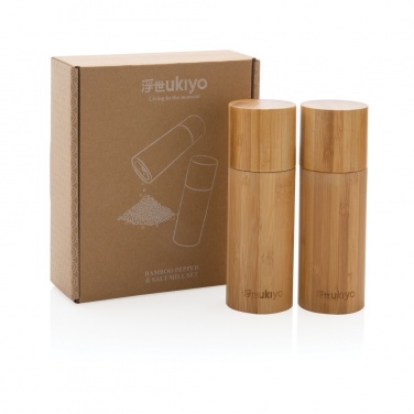 Logo trade promotional item photo of: Ukiyo bamboo salt and pepper mill set