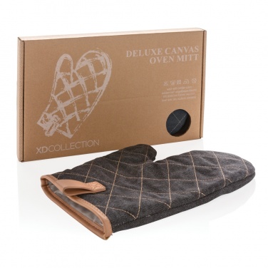 Logo trade promotional giveaways image of: Deluxe canvas oven mitt