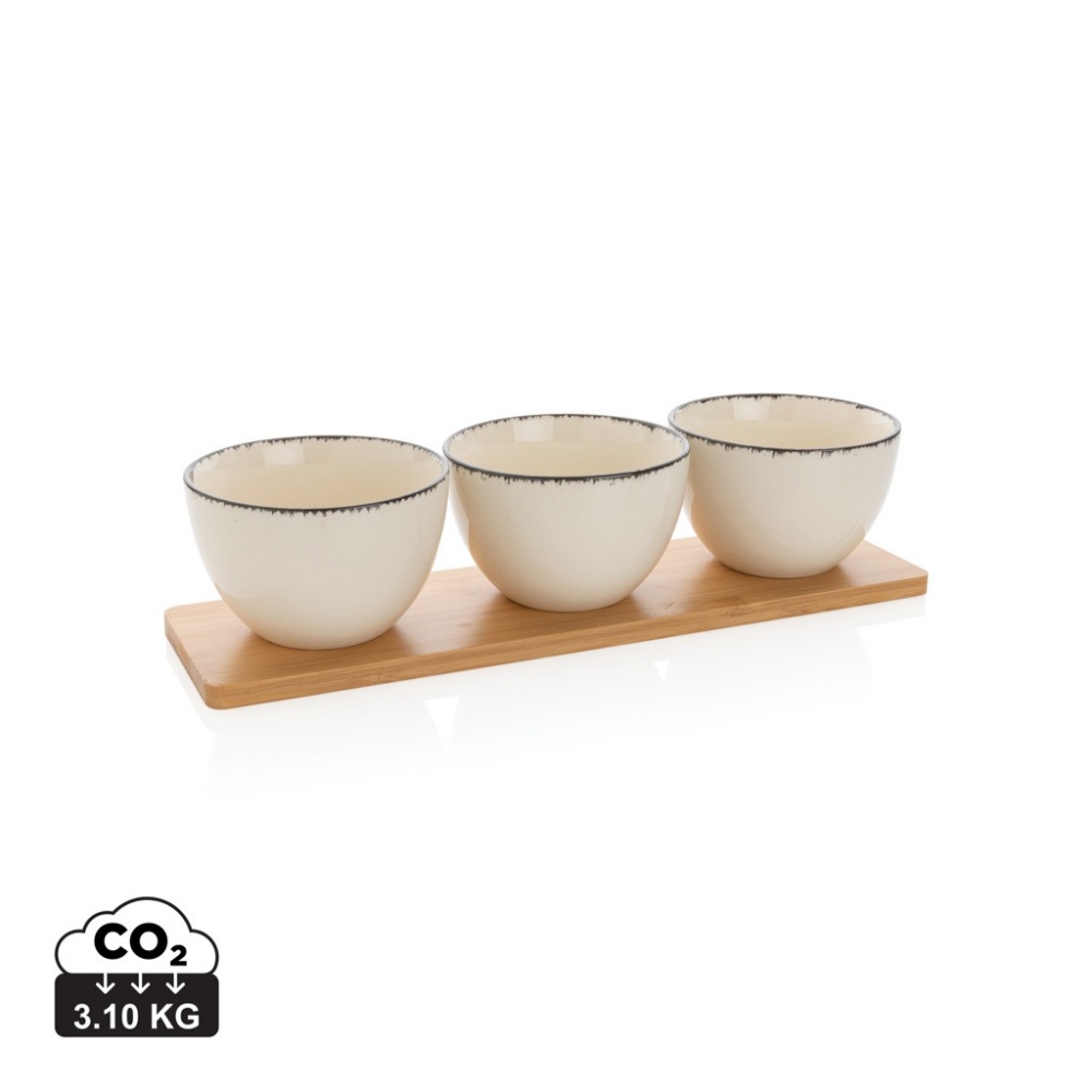 Logotrade promotional gift picture of: Ukiyo 3pc serving bowl set with bamboo tray