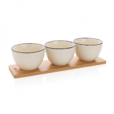 Logo trade promotional gifts picture of: Ukiyo 3pc serving bowl set with bamboo tray