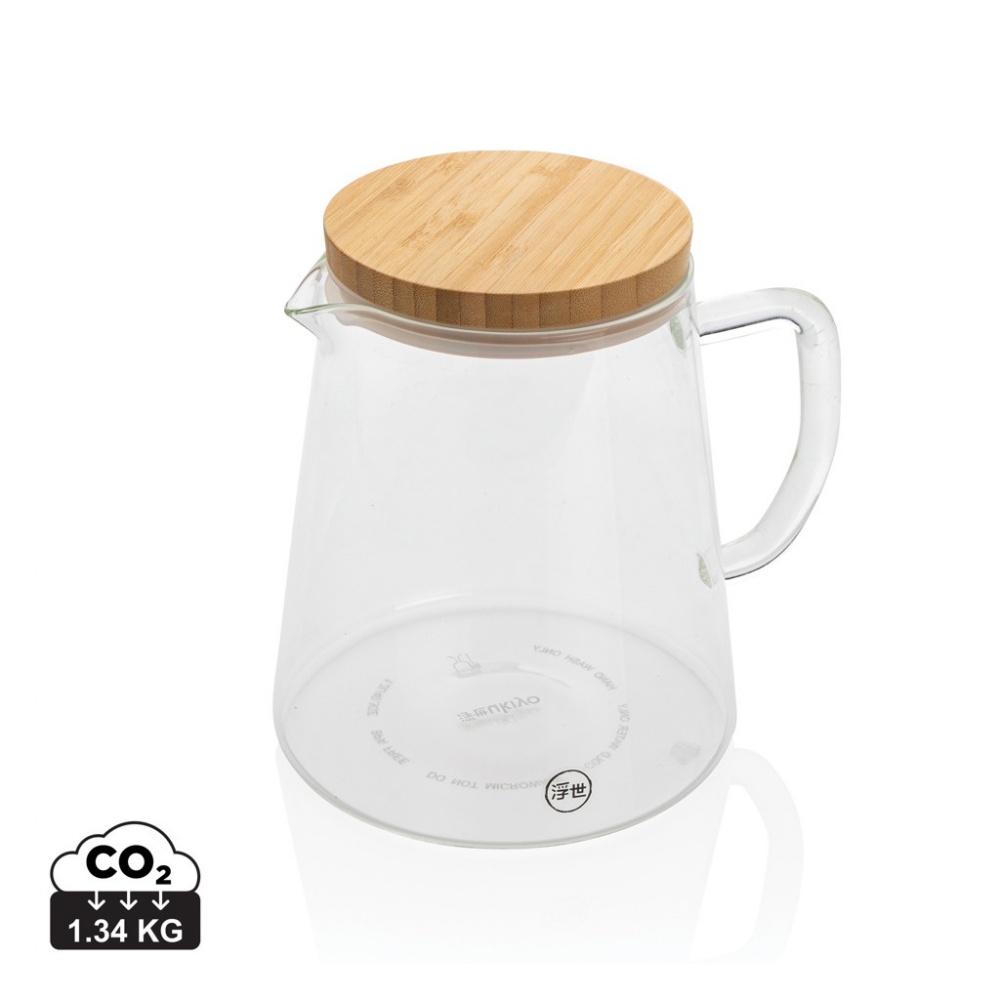Logo trade promotional items picture of: Ukiyo borosilicate glass carafe with bamboo lid 1.2L