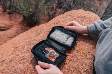 Logotrade promotional product picture of: RCS recycled nubuck PU pouch  first aid set