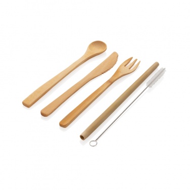 Logo trade promotional giveaways picture of: Reusable bamboo travel cutlery set