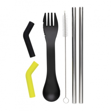Logotrade advertising product image of: Tierra 2pcs straw and cutlery set in pouch