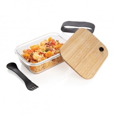 Logo trade advertising products image of: Glass lunchbox with bamboo lid