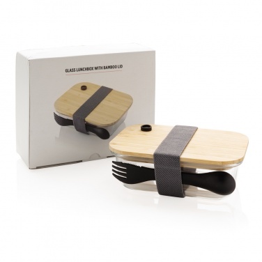 Logo trade promotional merchandise image of: Glass lunchbox with bamboo lid