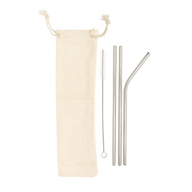 Logo trade promotional items picture of: Reusable stainless steel 3 pcs straw set