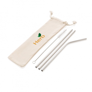 Logo trade promotional gifts picture of: Reusable stainless steel 3 pcs straw set