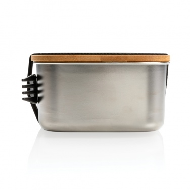 Logo trade promotional items picture of: Stainless steel lunchbox with bamboo lid and spork