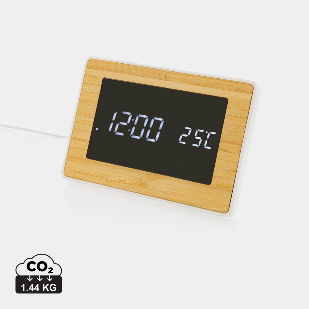 Logotrade corporate gift image of: Utah RCS recycled plastic and bamboo LED clock
