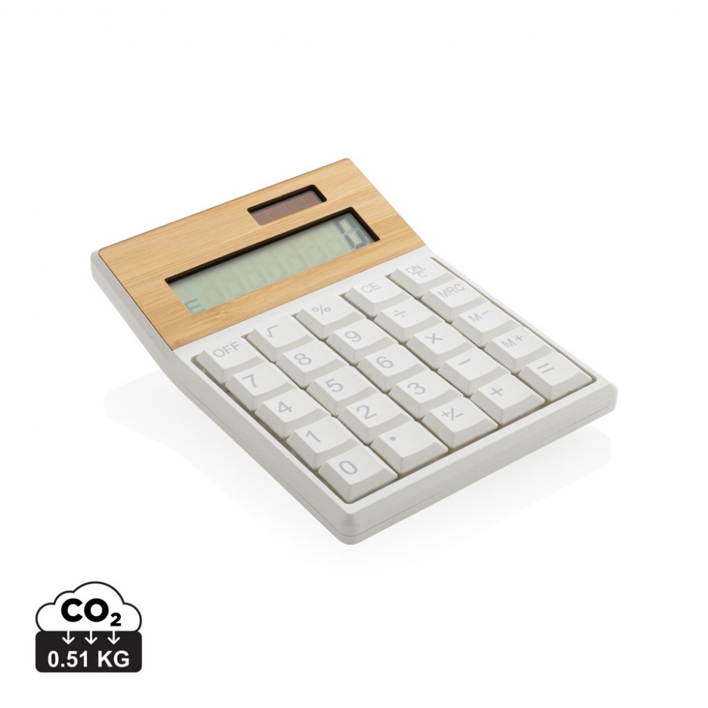 Logo trade promotional giveaways picture of: Utah RCS recycled plastic and  bamboo calculator