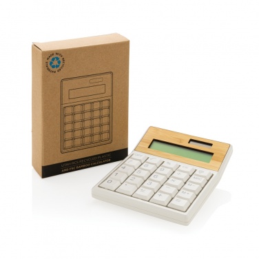 Logo trade promotional giveaways picture of: Utah RCS recycled plastic and  bamboo calculator