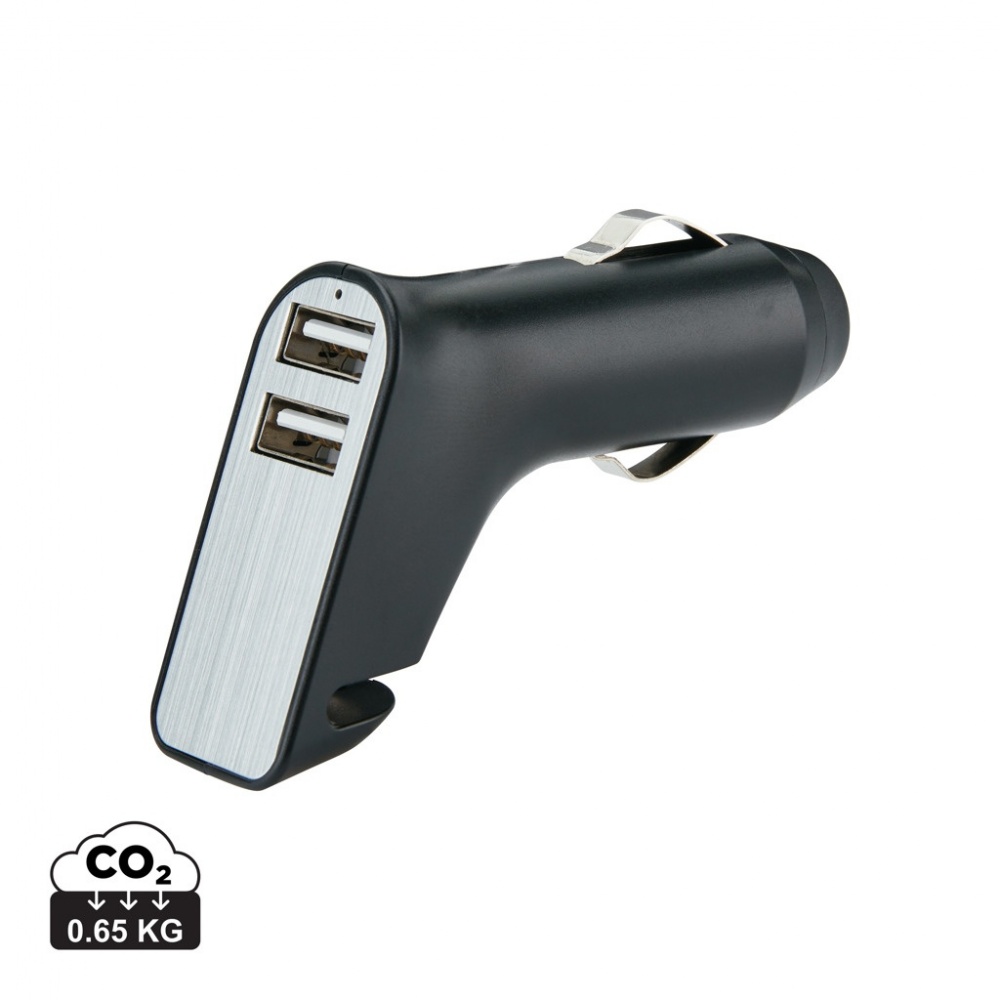Logotrade promotional gift picture of: Dual port car charger with belt cutter and hammer