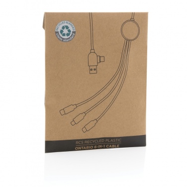 Logotrade promotional products photo of: RCS recycled plastic Ontario 6-in-1 cable
