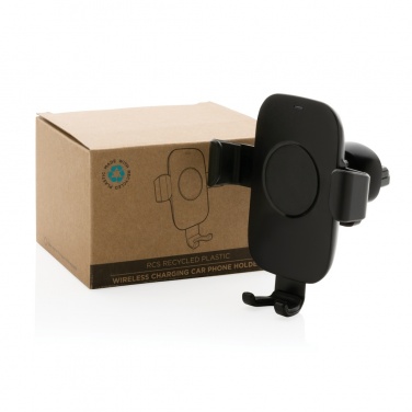 Logotrade promotional merchandise photo of: RCS recycled plastic 10W wireless charging car holder