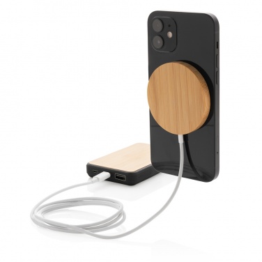 Logo trade advertising products picture of: 10W bamboo magnetic wireless charger