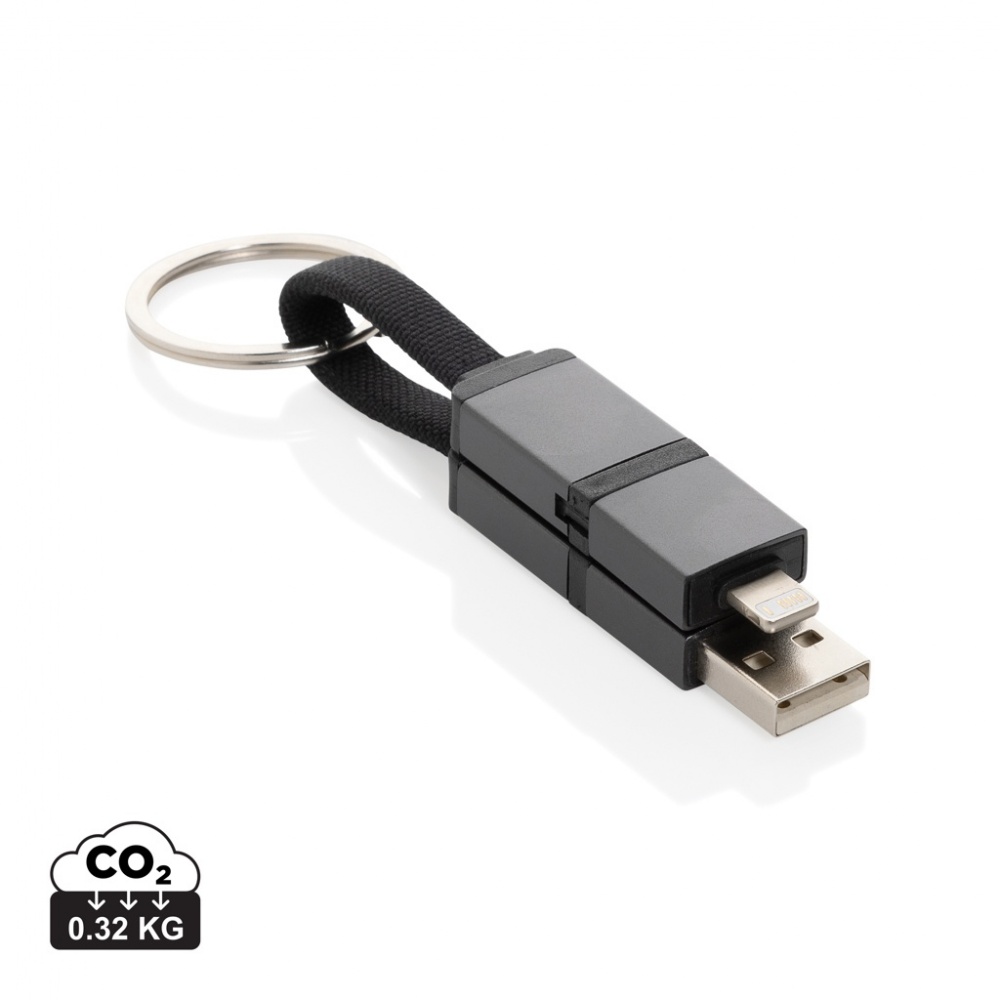 Logotrade advertising product image of: Terra recycled aluminum 4 in 1 60W fast charging cable