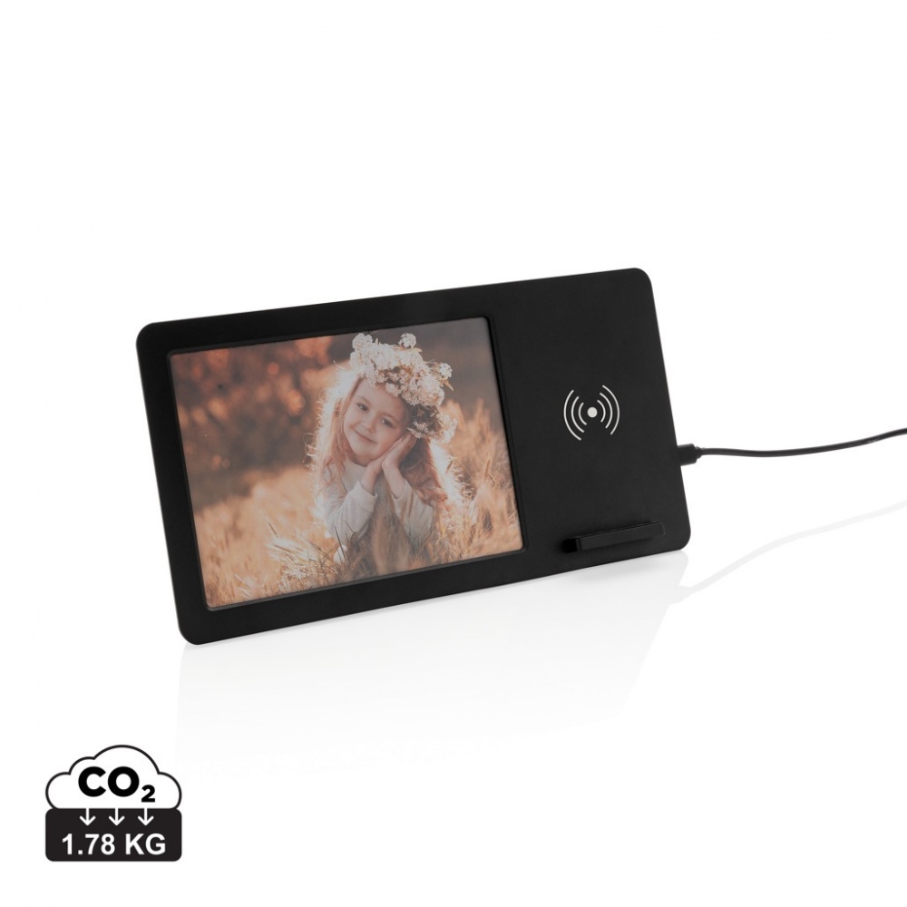 Logo trade business gifts image of: 5W Wireless charger and photo frame
