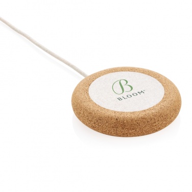 Logo trade promotional merchandise picture of: Cork and Wheat 5W wireless charger