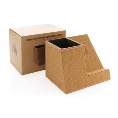Logotrade promotional item picture of: Cork pen holder and 5W wireless charger