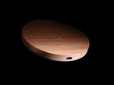 Logo trade business gift photo of: Bamboo 5W round wireless charger