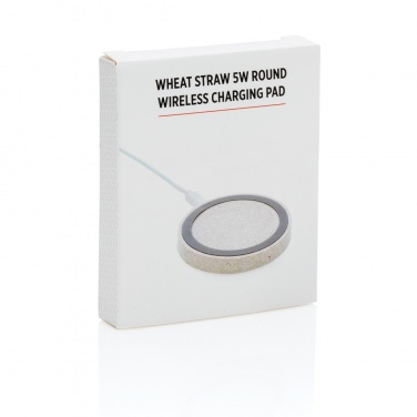 Logotrade corporate gift image of: Wheat Straw 5W round wireless charging pad