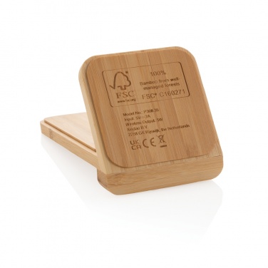 Logo trade advertising products picture of: Bamboo 5W wireless charging stand