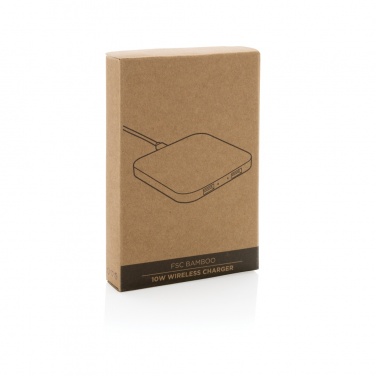 Logo trade promotional giveaways image of: Bamboo 10W wireless charger with USB