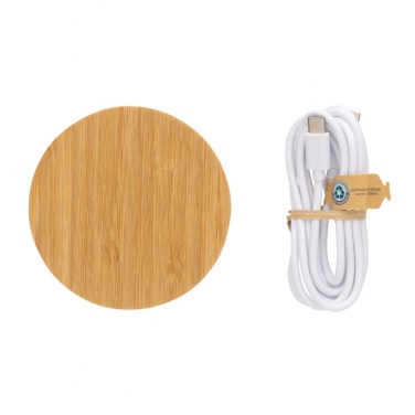 Logo trade business gifts image of: Bamboo 15W wireless charger
