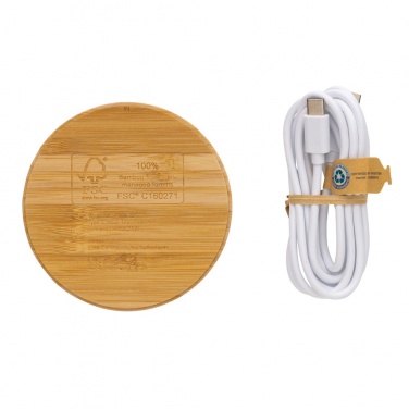 Logotrade promotional gift picture of: Bamboo 15W wireless charger