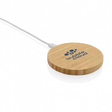 Logo trade promotional products image of: Bamboo 15W wireless charger