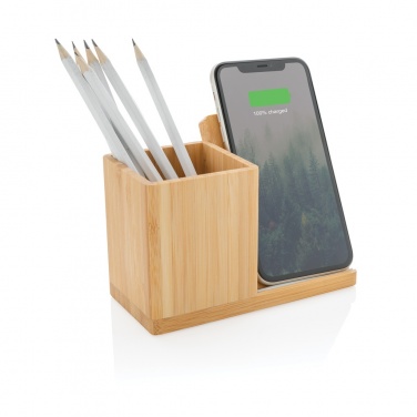 Logo trade promotional gift photo of: Calgary bamboo 10W wireless charger