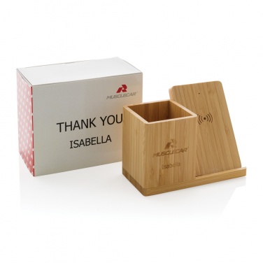 Logo trade promotional giveaways picture of: Calgary bamboo 10W wireless charger