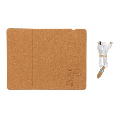 Logo trade promotional products image of: 10W wireless charging cork mousepad and stand