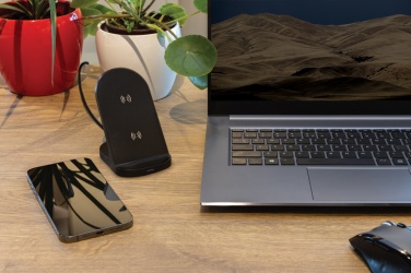 Logotrade promotional giveaway image of: RCS recycled plastic double coil wireless stand 15W