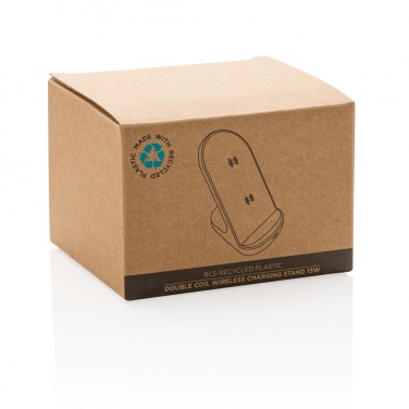 Logo trade business gift photo of: RCS recycled plastic double coil wireless stand 15W