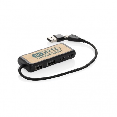 Logotrade advertising product image of: Link RCS recycled plastic and bamboo dual Input USB hub