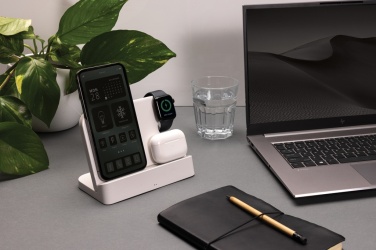 Logo trade promotional giveaway photo of: Joltz RCS recycled plastic dual 15W charger with iWatch slot