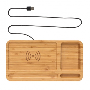 Logotrade advertising products photo of: Bamboo desk organiser 5W wireless charger
