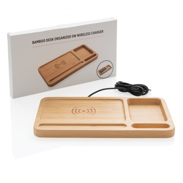 Logotrade promotional gifts photo of: Bamboo desk organiser 5W wireless charger