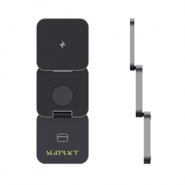 Logotrade promotional item image of: Terra RCS recycled aluminum foldable 3 in 1 15W charger