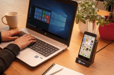 Logotrade promotional item image of: Light up logo 5W wireless charging pen holder